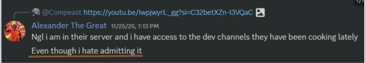 Exhibit 1: message indicating participation in the other development server