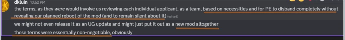 Exhibit 4: terms requiring PE to disband without revealing the planned reboot