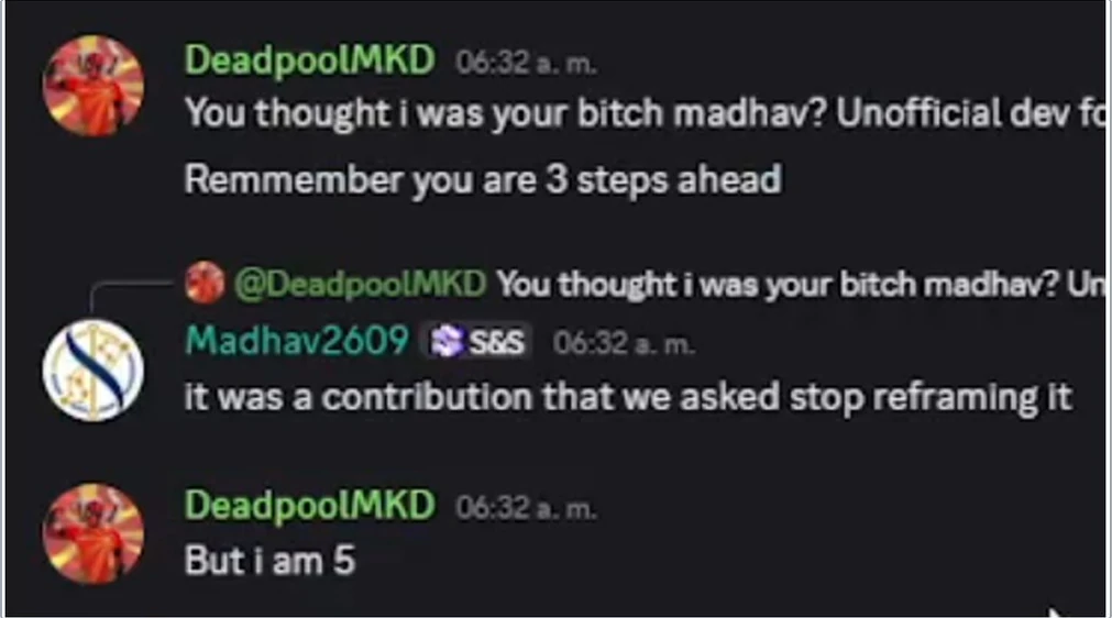 Exhibit 2: pE restates that the work was a requested contribution, and is answered with taunts