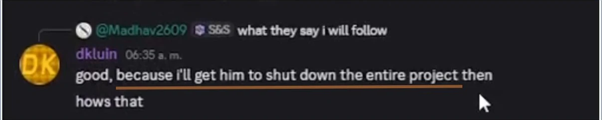 Exhibit 1: statement about shutting down the entire project